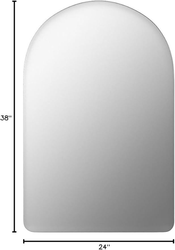 ANDY STAR Arched Wall Mirror, 24 x 38 Inch Brushed Nickle Bathroom Mirror in Stainless Steel Metal Frame, Arch Top Rounded Corner 1 Inch Deep Set Design Wall Mount Hangs Vertical