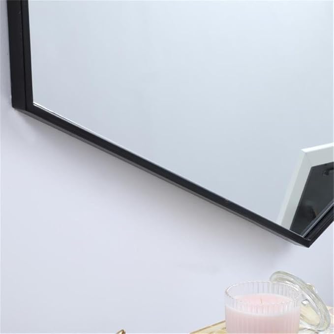 Elegant Decor Eternity 32" x 38" Hexagonal Metal Frame Mirror in Black