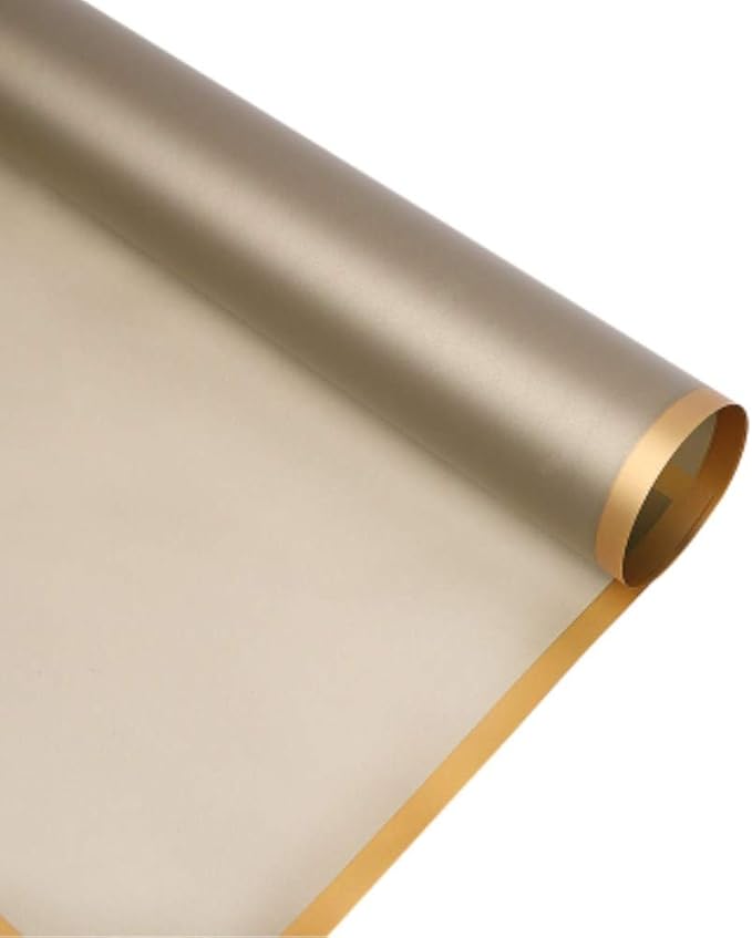 BBJ WRAPS Frosted Flower Wrapping Paper White Lines Gift Packaging Florist Bouquet Supplies 20 Sheets (Gold)