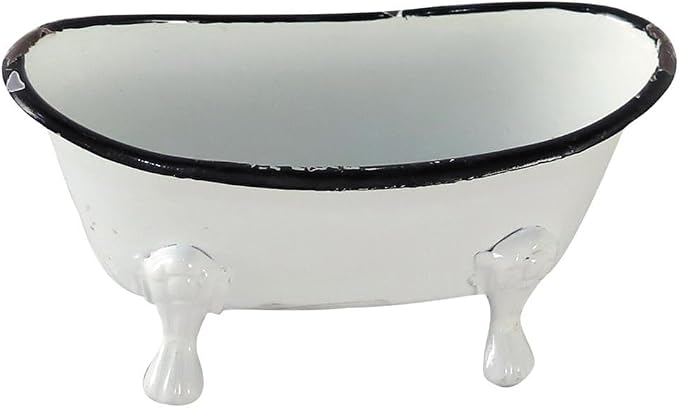 Foreside Home and Garden Black Rim White Enamel Bathtub Soap Dish - Foreside Home & Garden 5.5 x 2.75 x 2.75