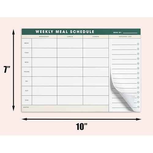 Weekly Magnetic Meal Planner & Tear Off Grocery List - 7 x 10 Inch Menu Planner Notepad for Fridge - Grocery Shopping List Notepad ?Dinner List for Refrigerator - (Large Planner with 60 Sheets - 7 x