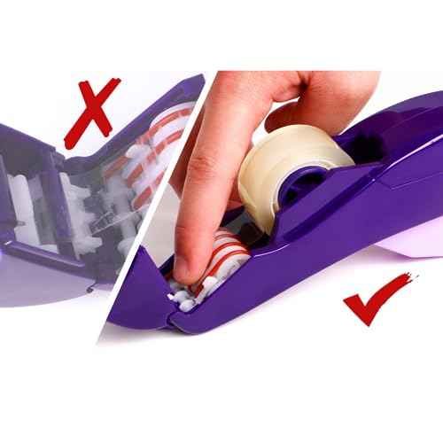 Handheld Packaging Tape Dispenser Gun with Auto Cutter - One-Handed, Safe & Convenient, Fits 1/2''-3/4'' Tape, Includes Kissdeer¢ç Roll, Pink