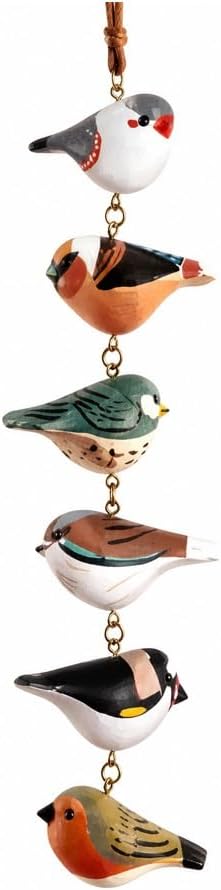 Rustic Hand Painted Bird Ornament Handcrafted Wooden Colorful Birds, Carved Northern Figurine for Hanging Decor Indoor Outdoor, Holiday Festival Gifts, for Home Garden(B)