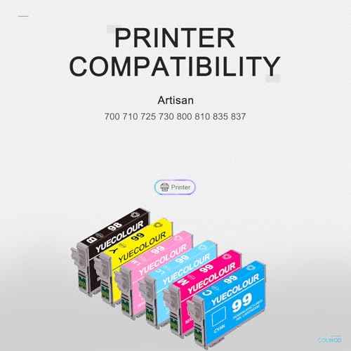98 99 Ink Cartridge Replacement for T98 T99 T098 T099 98 99 use with Artisan 700 710 725 730 800 810 835 837 Printer (6-Pack, BK/C/M/Y/LC/LM)