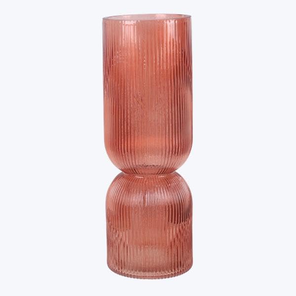 Young's IncCoral Handblown Glass Vase – Modern Textured Decorative Tabletop Accent, 12 inch Tall Sculptural Centerpiece for Home Decor