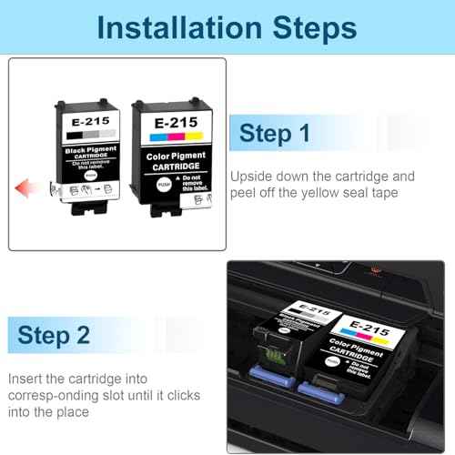 Remanufactured 215 Ink Cartridges and T2950 Ink Maintenance Box Work with Workforce WF-110 WF-100 EC-C100 Printer (3 x Black, 2 x Tri-Color, 1 x T2950)