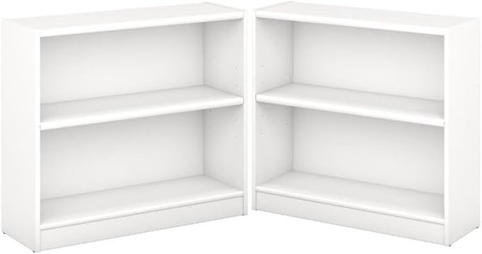 Home Square 2 Shelf Engineered Wood Bookcase Set in Pure White (Set of 2)