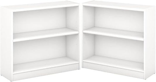 Home Square 2 Shelf Engineered Wood Bookcase Set in Pure White (Set of 2)