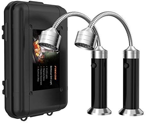 FIREOR Barbecue Grill Light Grilling Accessories for Outdoor, BBQ Magnetic LED Lights Flexible Gooseneck Weather Resistant, Men Dad Gifts Batteries Included 2 Pack (Black)