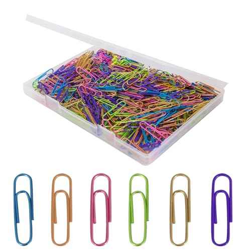 Ufmarine Colored Paper Clips, 480 Pcs Medium Paper Clips 1.3 inch for Office