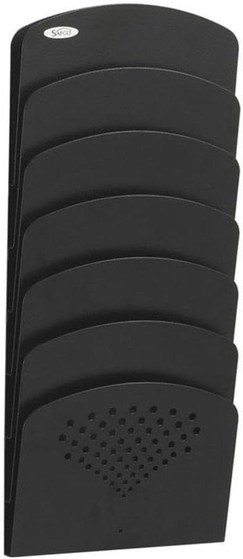 Safco Wall Mounted Literature Organizer - 7 Pocket Steel Rack for Documents & Magazines, Black