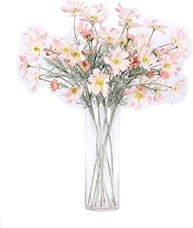 6 Pcs Artificial Calliopsis Flowers Fake Silk Flower Table Kitchen Home Garden Party Wedding Decoration Approx 24'' High Watercolor Pink No Vase