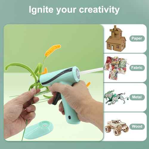 Glue Gun Cordless Rechargeable with 30 Glue Sticks, Hot Glue Gun and Sticks Set Fast Preheating Hot Melt for School Crafts DIY Arts and Quick Home Repairs