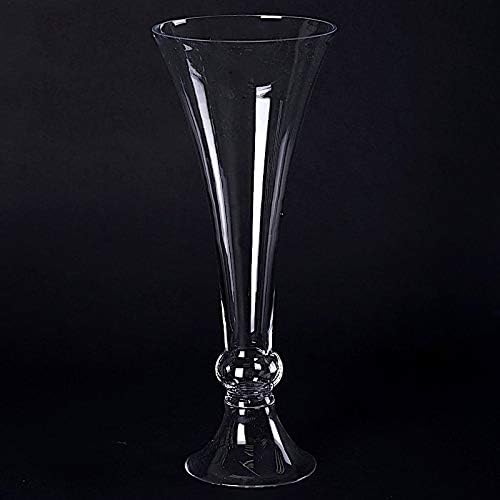 4 pcs 18" Tall Clear Glass Trumpet Vases for Wedding Centerpieces | 18 Inches Planter Flowers Container for Party Event Home Decorations Cheap Bulk Supplies for Reception & Table Display