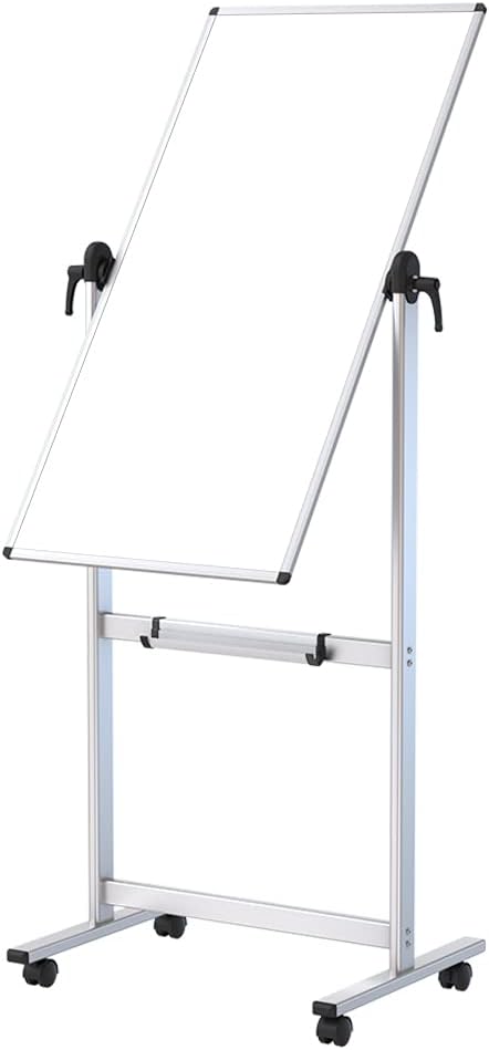 VIZ-PRO Double-Sided Magnetic Whiteboard - 48 x 24 Inches, Portrait Orientation, Aluminum Frame