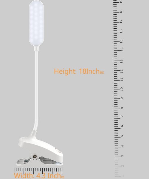 COLORLIFE Desk Lamp - 7W Rechargeable Clip-On Light with Flexible Gooseneck & Stepless Brightness for Reading, Piano, and More