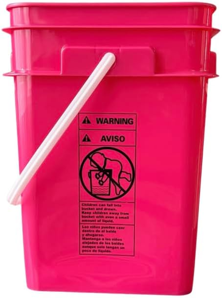 House Naturals 4 Gallon Square Food Grade Plastic Bucket with Lid, Made in USA (Pack of 2) BPA Free (Magenta)