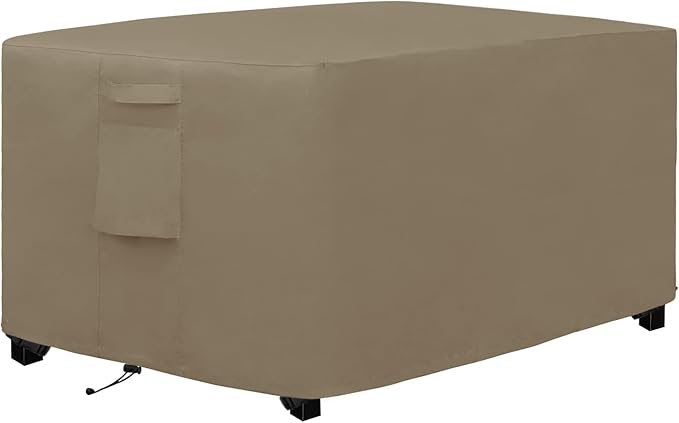 Easy-Going Outdoor Fire Pit Cover Rectangle 44" Lx32 Wx24 H, Durable Outdoor Gas Firepit Cover, Waterproof and Weatherproof Cover for Fire Pit, Camel