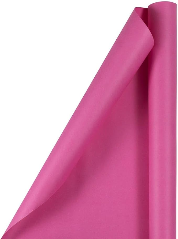 JAM Paper Gift Wrap - Matte Wrapping Paper - 100 Sq Ft Total - Matte Fuchsia Pink - 4 Rolls/Pack