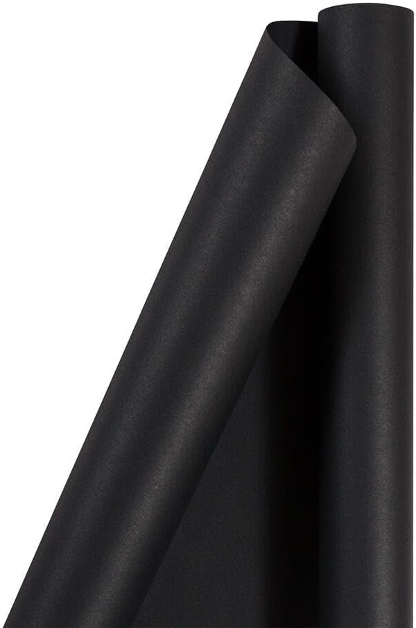 JAM Paper Gift Wrap - Matte Wrapping Paper - 50 Sq Ft Total (30 in x 10 Ft Each) - Matte Black - 2 Rolls/Pack