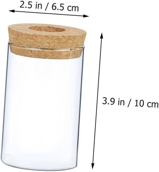 VILLCASE 2pcs Wood Art Glass Vase with Cork Stopper for Hydroponic Plants Decorative Flower Pot for Indoor Greenery Minimalist Plant Vase for Home and Office Decor