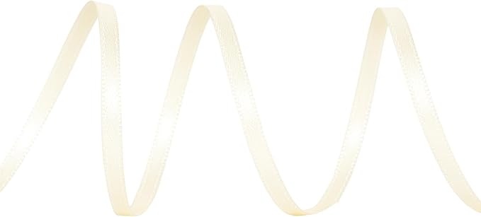 YAMA Ivory Double Faced Satin Ribbon, 1/8 Inch 100 Yards, Cream Ribbon for Gift Wrapping Crafts Hair Bows Wedding Party Decoration