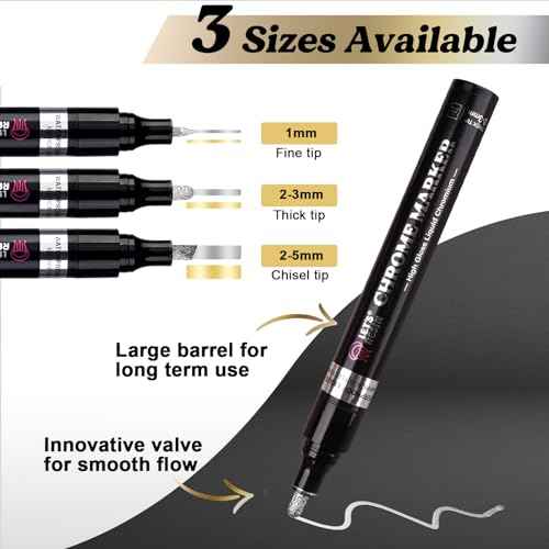 LET'S RESIN 6Pcs Mirror Chrome Markers,3 Sizes Shiny Chrome Paint Pen with Large Barrel, Quick Dry Oil-based Silver & Gold Markers for Metal, Resin,Model Painting,Marking,DIY Art & Jewelry Repair Kit
