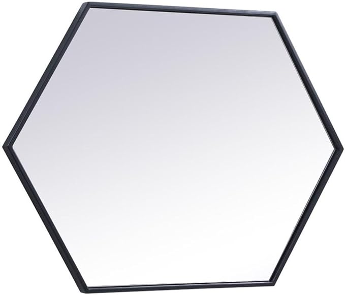 Elegant Decor Eternity 34" x 24" Hexagonal Metal Frame Mirror in Black
