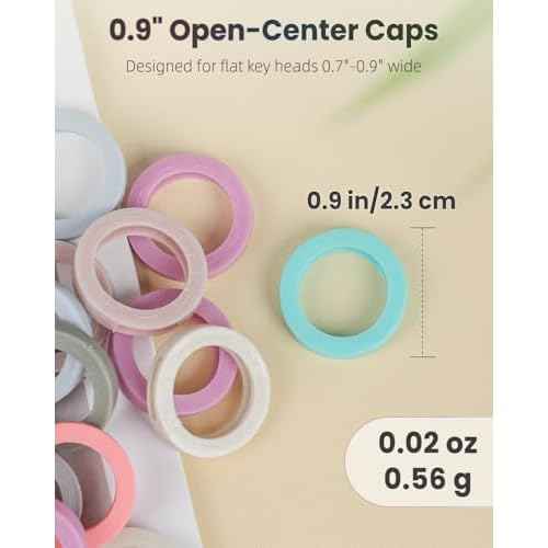 Uniclife 24 Pcs Key Caps, 0.9" Round Key Covers Caps, Soft Stretchy Key Identifiers for Small Regular House Keys (Not Suitable for Square or Odd-Shaped Keys), 8 Colors