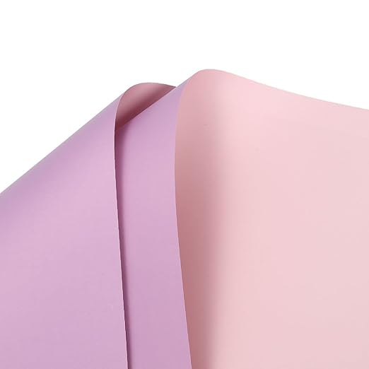Double Sided Color Flower Wrapping Paper - 20 Sheet Waterproof Floral Bouquet Wrapping Paper Fits for Wedding Graduation Gifts - (22.8x22.8 Inch, Purple)