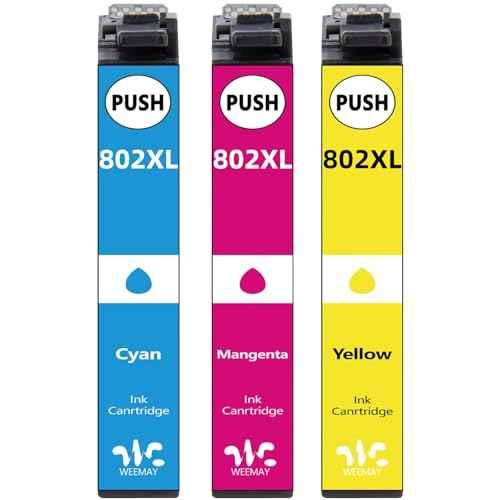 Weemay 802XL Ink Cartridges Remanufactured for Epson 802XL Ink Cartridges Combo Pack T802XL T802 XL Works with Epson Workforce WF-4734 EC-4020 WF-4730 WF-4740 (Cyan, Magenta, Yellow)