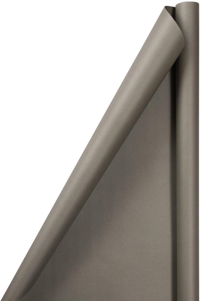 JAM Paper Gift Wrap - Matte Wrapping Paper - 100 Sq Ft Total - Matte Grey - 4 Rolls/Pack
