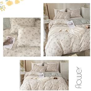 HighBuy Boho Cotton Floral Printed Pattern Bedding Set Twin for Kids Girls Garden Cute Comforter Quilt Duvet Covers with Zipper Closure Lightweight Soft Cottagecore Duvet Cover Sets Reversible