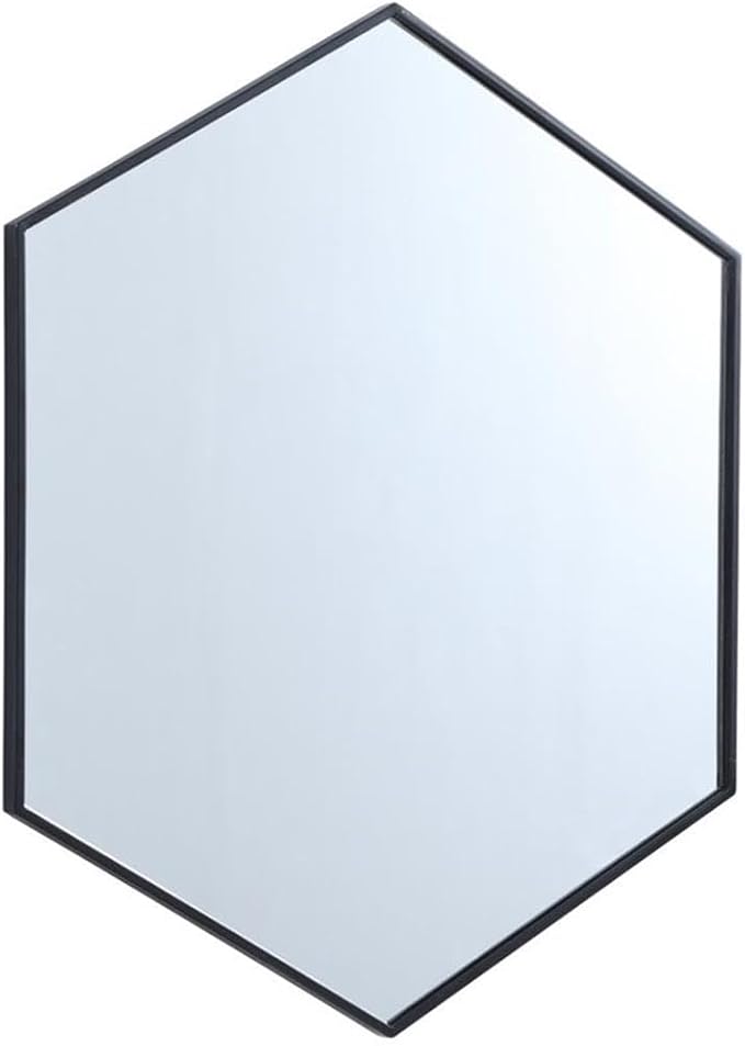 Elegant Decor Eternity 32" x 38" Hexagonal Metal Frame Mirror in Black