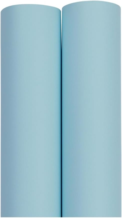 JAM Paper Gift Wrap - Matte Wrapping Paper - 52.6 Sq Ft Total (17 in x 18 Ft Each) - Matte Light Baby Blue - 2 Rolls/Pack