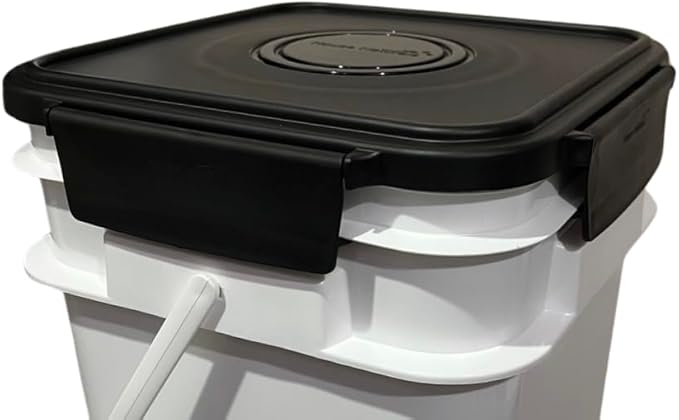 House Naturals 4 Gallon Square Food Grade Plastic Bucket with Lid, Made in USA (Pack of 2) BPA Free (Grey)