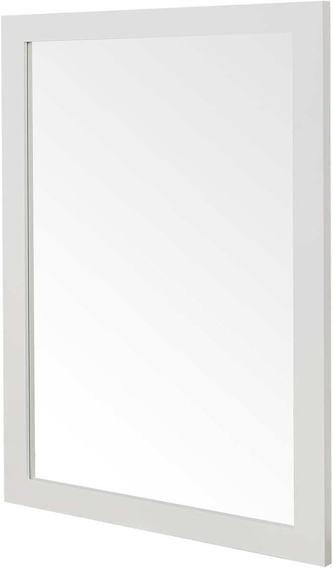 ARIEL Rectangular Wooden Mirror 24" x 32" in White, Flexible Horizontal/Vertical Hanging for Bathroom, Vanity, Entryway & Living Room Decor, Farmhouse Style
