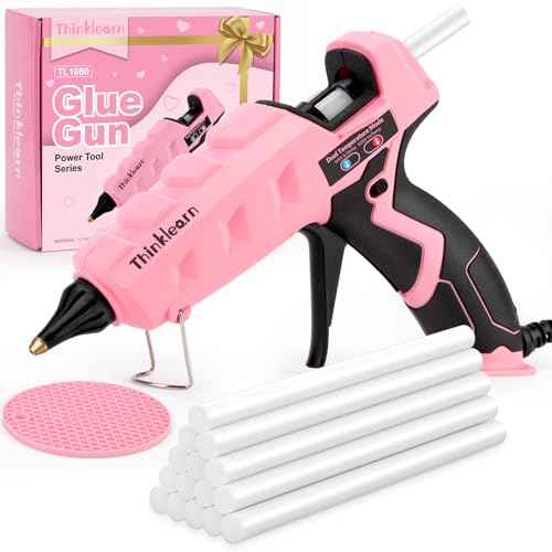 THINKLEARN Hot Glue Gun Full Size, 60/100W Dual Power Glue Gun with 15 Glue Sticks(7/16''), Heavy Duty Large Glue Gun Kit, Hot Glue Gun and Sticks Set for Crafts, Arts, DIY and Home Repairs