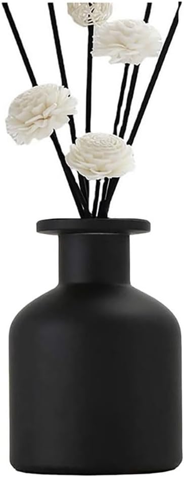 Glass Diffuser Bottles Empty Refillable Glass Container Jar 150ml / 5oz Fragrance Accessories DIY Replacement Diffuser Sticks Sets for Essential Oils Reed Sticks Crafts Spa Home Decoration (Black)