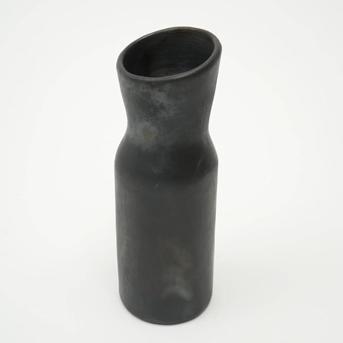 Handmade Longpi Black Pottery Vase Traditional Clay Art Piece for Home Decor and Flower Arrangement