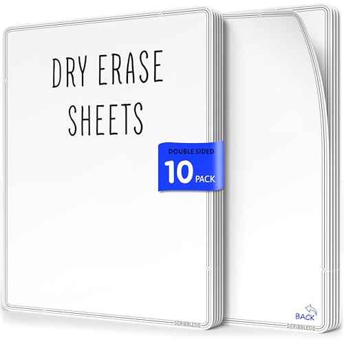 SCRIBBLEDO Small White Board Dry Erase Sheets 9¡±x12¡± for Kids Teacher Class Manipulatives Personal Mini Whiteboards Sheets Students Homeschool Supplies Small Dry Erase Boards Classroom Pack 10 Sheets