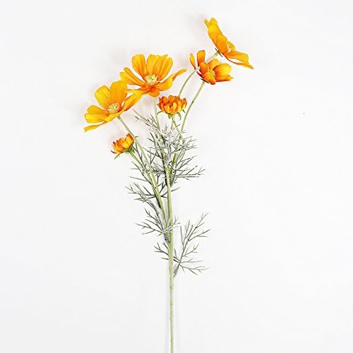 6 Pcs Artificial Calliopsis Flowers Fake Silk Flower Table Kitchen Home Garden Party Wedding Decoration Approx 24'' High Warm Autumn Orange No Vase