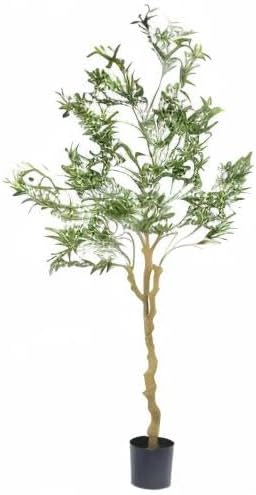 Tall Faux Olive Tree，7ft（84in） Realistic Potted Silk Artificial Indoor with Green Leaves and Big Fruits for Home Office Living Room Bedroom Stairs Foyer Decor.