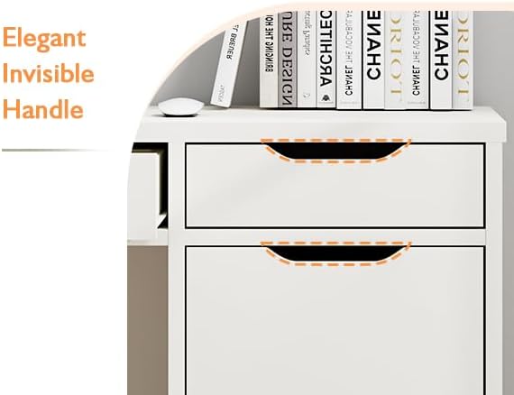 48 Inch White Desk with Drawers, Small Desk with 4 Storage Drawers for Kids, Computer Study Desk with Filing Drawers for Home Office