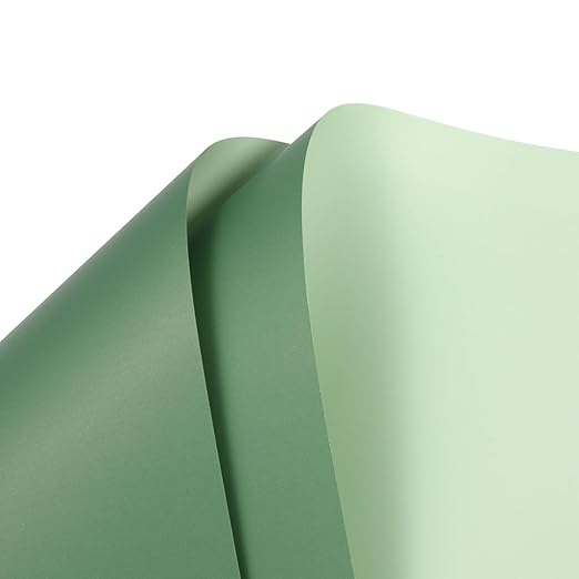 Double Sided Color Flower Wrapping Paper - 20 Sheet Waterproof Floral Bouquet Wrapping Paper Fits for Wedding Graduation Gifts - (22.8x22.8 Inch, Grey Green/Turquoise)