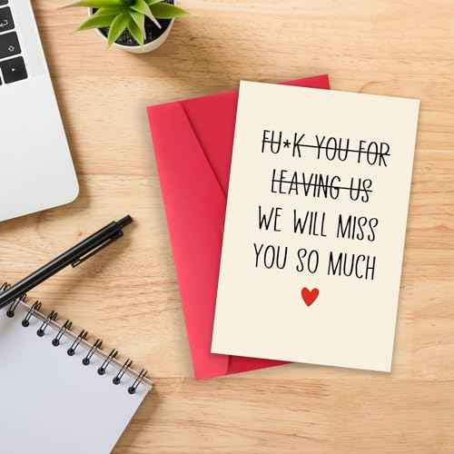 Funny Retirement Card for Men, Coarse Coworker Leaving Card for Colleagues, Farewell Gifts for Boss, Humorous New Job Card for Friends - Leaving Us We Will Miss You So Much