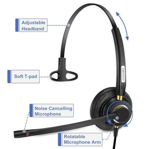 Arama Phone Headset for Cisco Landline, Noise Canceling Microphone Mute Switch Telephone Headset Compatible with Cisco IP-7821 7841 7942G 7931G 7940 7941G 7945G 7960 7961G 7962G 7965G 7975G 8811 8841