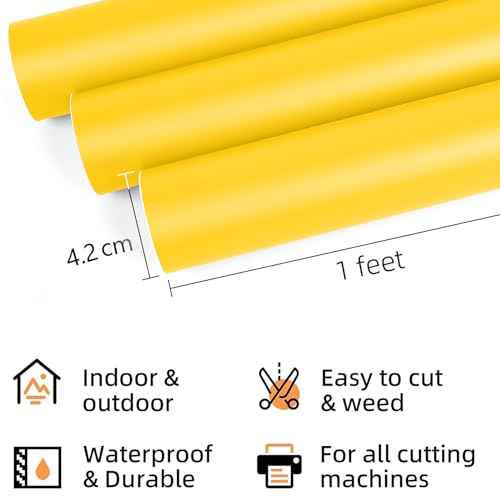 Prime Vinyl Permanent Vinyl - Matte Yellow Adhesive Vinyl for All Cutting Machine, 12" x10 FT Permanent Outdoor for Decor Sticker, Home Decal, Scrapbooking, Signs