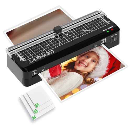 Laminator, A4 Laminator Machine, 9 inches Thermal Lamination Fast Warm-up with Build in Paper Trimmer,Portable Personal Laminating for Home/Office/School (A4 laminator +10PCS)