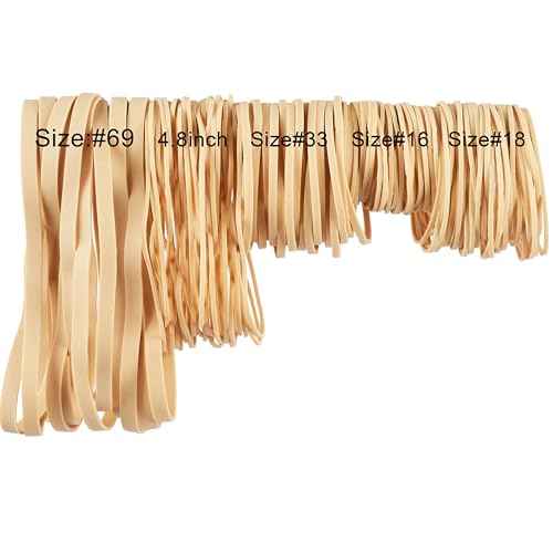 HAIDIBAO-Rubber Bands Assorted Sizes Beige Elastic Bands for Office Supplies 0.5lbs Size16,Size#18,Size #33,Size(4-4/5" x 1/6"),Size#69 Rubber Band